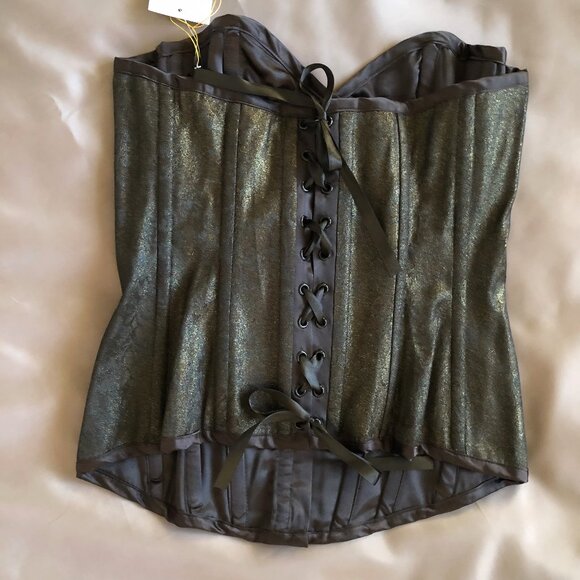 Guess Gold Black Metallic Stretch Bustier NWT - Picture 3 of 9